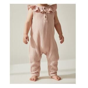Grayson Mini Blush Pink Gauze Ruffle Romper Girls 6-9M